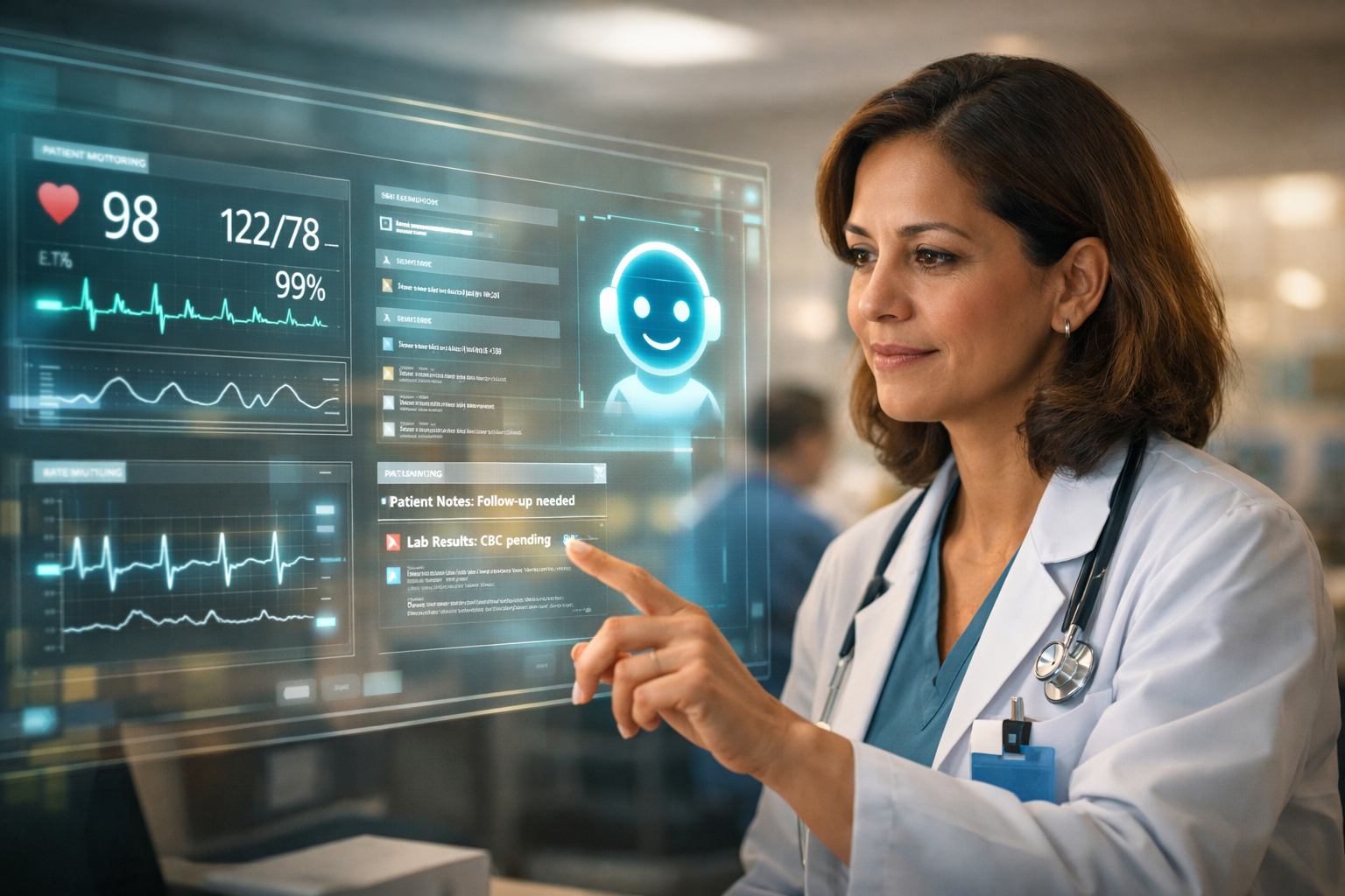 Doctor typing on a virtual terminal.