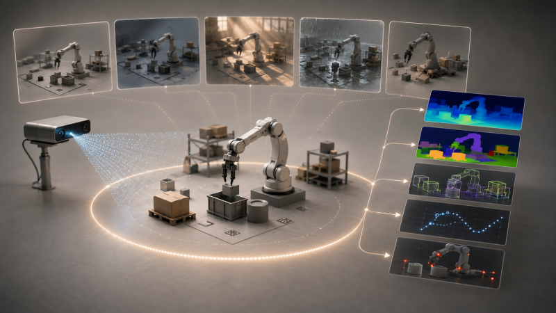 Training data from simulated environments for Physical AI